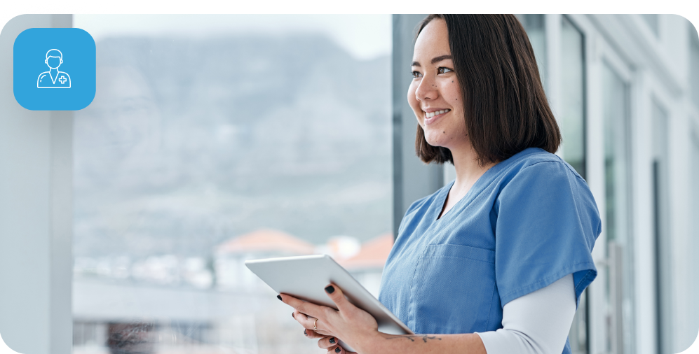 nurse holding tablet